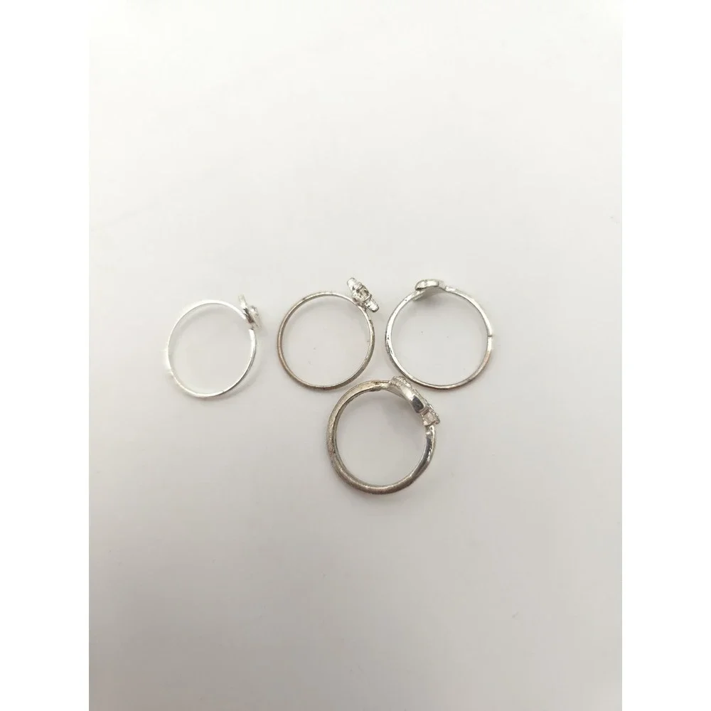 Lot Of 4 Moon Stars Silver‎ Tone Rings v size 7.25